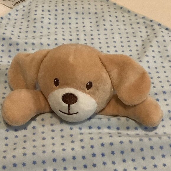 Crevent Baby Lovey Blanket Puppy Plush Head Knot Tails Star Pattern 14"x14" - Picture 6 of 11